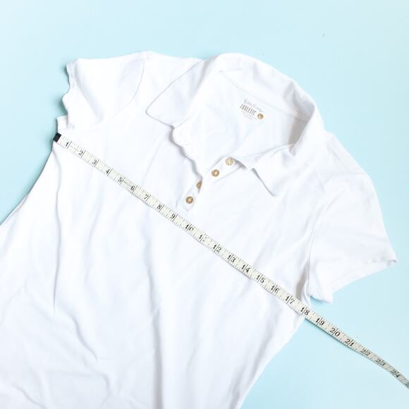 Lilly Pulitzer UPF 50+ Luxletic Frida Scallop Polo Size Large Preppy in White - Picture 5 of 8